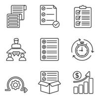 Scrum Development Line Icons Set vector