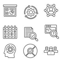 Scrum Development Line Icons Set vector