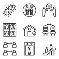 Social Distance Line Icons Set vector