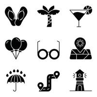 Summer Glyph Icons Set vector