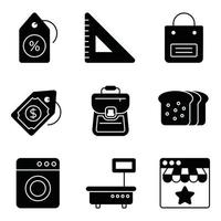 Super Market Glyph icons set vector