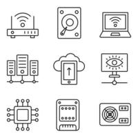 Hardware Line Icons Set vector