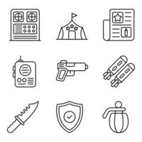 Military Line Icons Set vector