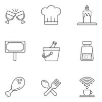 Restaurant Line Icons Set vector