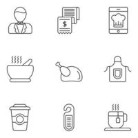 Restaurant Line Icons Set vector