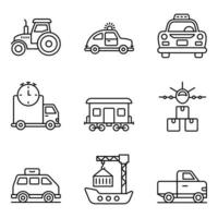 Transportation Line Icons Set vector