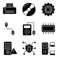 conjunto de iconos de glifo de hardware vector