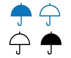 Paraguas azul y negro en el diseño gráfico del icono del símbolo del juego de fondo blanco vector