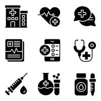 conjunto de iconos de glifo médico vector