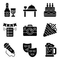 Party Glyph Icons Set vector