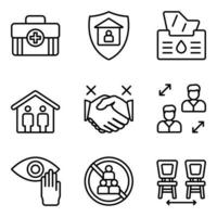 Social Distance Line Icons Set vector