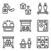 Social Distance Line Icons Set vector