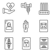 Tattoo Line Icons Set vector