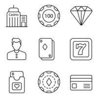 Casino Line Icons Set vector