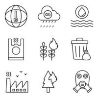 Pollution Line Icons Set vector