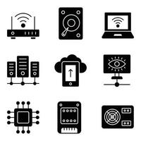 Hardware Glyph Icons Set vector