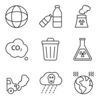 conjunto de iconos de línea de contaminación vector