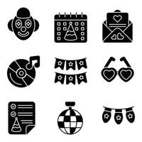 Party Glyph Icons Set vector
