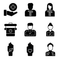 Tattoo Glyph Icons Set vector