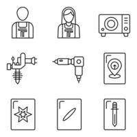 Tattoo Line Icons Set vector