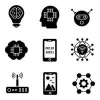 Robotic Glyph Icons Set vector