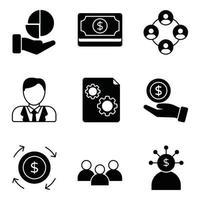 Crowd Funding Glyph Icons Set vector