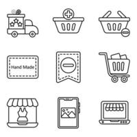 Online Store Line Icons set vector