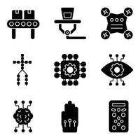 Robotic Glyph Icons Set vector