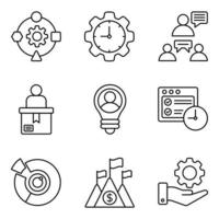 conjunto de iconos de línea de desarrollo scrum vector