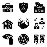 Social Distance Glyph Icons Set vector