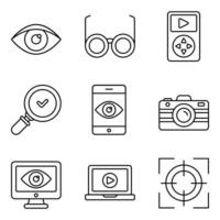 conjunto de iconos de línea de vigilancia vector