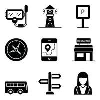 Vacation Glyph Icons Set vector