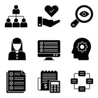 Organization Glyph Icons Set vector