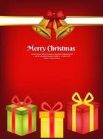 greeting card for christmas with gift box vector