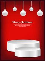 greeting card for christmas with product display podium vector