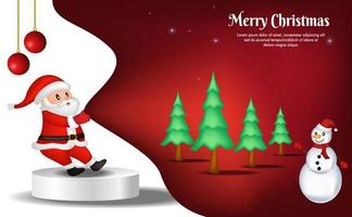 flat design on red background for christmas with santa clause vector