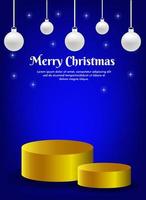 greeting card for christmas with product display podium vector