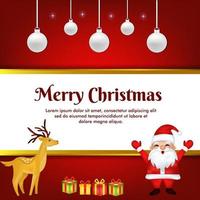 greeting card for christmas with santa clause and gift box vector