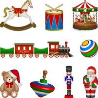 set of isolated christmas toys vector