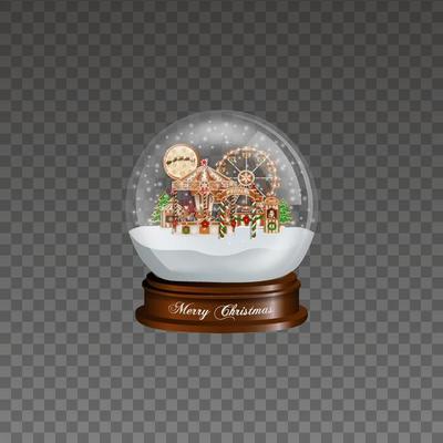 Christmas snow globe with gingerbread funfair