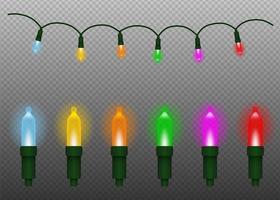 conjunto de luces de navidad de colores aislados vector