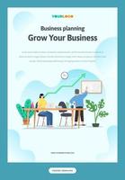 Poster Template with flat Character, statistics illustration Growing Business vector