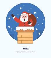 Flat Illustration Christmas Santa Claus Enter the Chimney vector