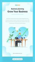 Social Media Post Story Template with flat Character, statistics illustration Growing Business vector