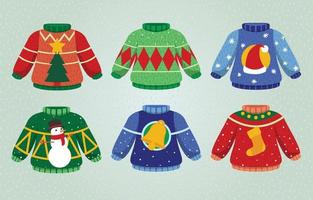 Ugly Sweater Christmas Sticker Set vector