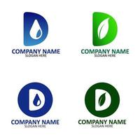 naturaleza moderna del logotipo de la letra con el color verde y azul minimalis con la letra d vector