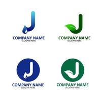 Modern letter logo nature with green and blue color minimalis with the letter J vector