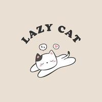 Cute lazy cat sleeping cartoon doodle illustration vector