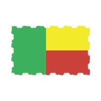 Benin Flag With Watercolor Painted Brush vector