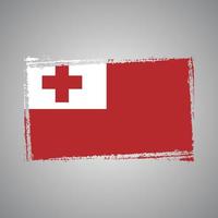 Tonga Flag With Watercolor Painted Brush vector